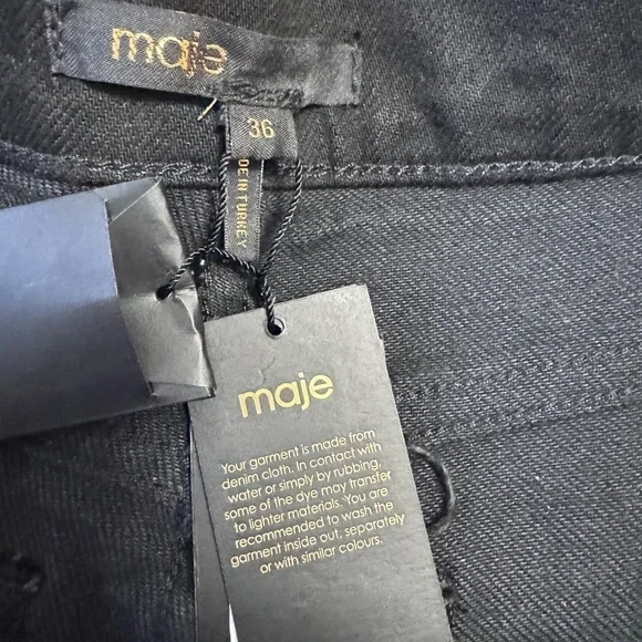 NWT MAJE High Waisted Black Jeans With Split at the Front Size Small - Picture 11 of 12
